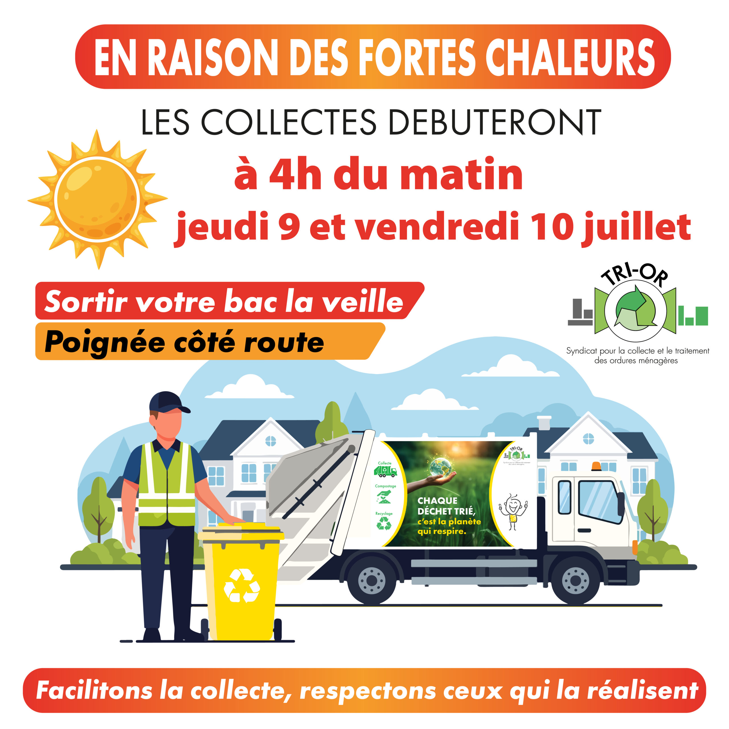 Tri-Or : Adaptation des horaires de collecte