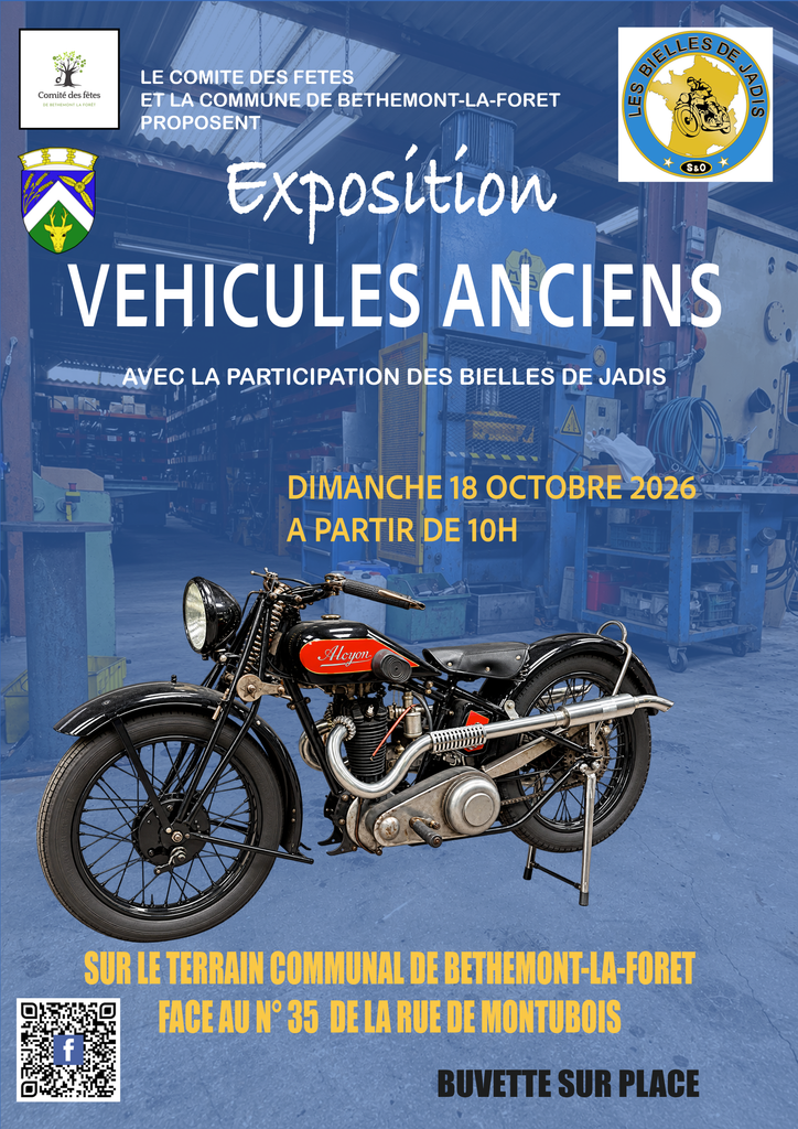 Affiche de l'exposition présentant une moto 